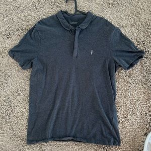 All Saints Dark Grey Men’s Polo - Size XL